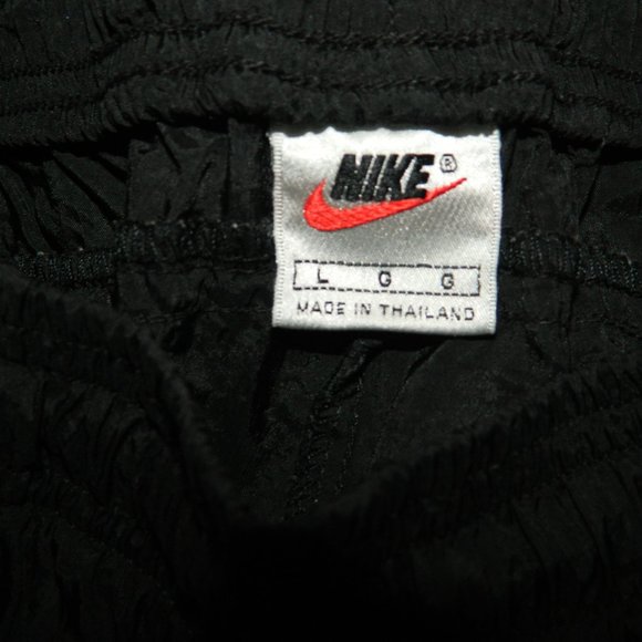 Vintage Nike Track Pants Women Black Gym Retro Nylon Retro 90s Sz L (S-37) - Picture 4 of 5
